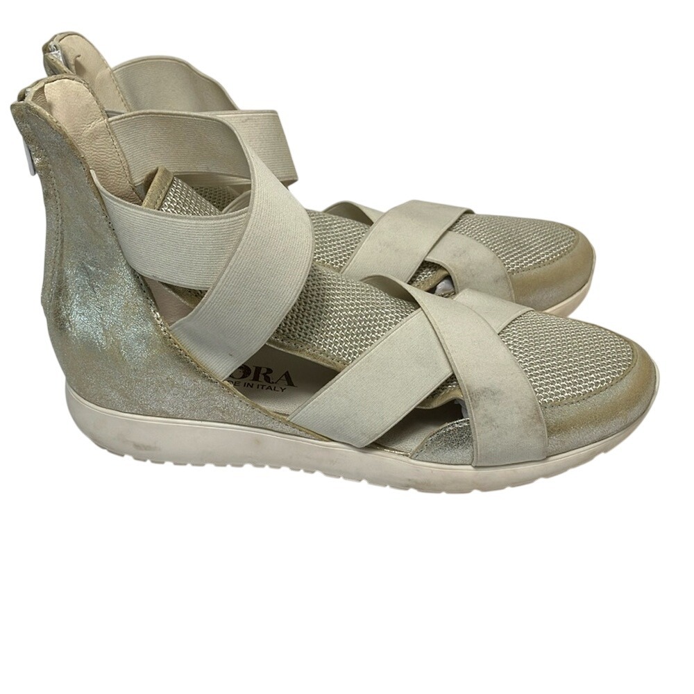 Andia Fora Cutout Ankle Sneaker sandals gold‎ size 39 Italian Italy leather